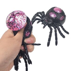 Halloween Fidget Toy Glitter Powder Squishy Spider Mesh Squish Ball Anti Stress Venting Balls Squeeze Toys Stress Relief Decompression Toys Anxiety Reliever