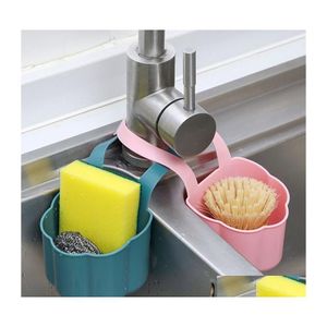 Storage Holders Racks Kitchen Sink Drain Rack Soap Sponge Holder Hanging Basket For Bathroom Adjustable Faucet Accessories Drop De Dhccp