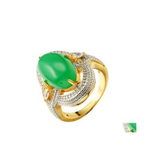Cluster Rings Natural Green Hetian Jade Ring 925 Sier Jadeite Chalcedony Amet Fashion Charm Jewelry Gifts for Women Her Drop Delivery Dhzly