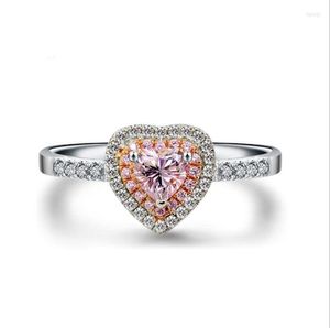 Anéis de cluster 2023 mais vendidos por atacado festas de joalheria de luxo 925 esterlina cheia de rosa 5A CZ Zircônia feminina Casamento Coração