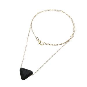 Hänge halsband lava stenhalsband svart pärla geometri sfärisk triangar choker droppleverans smycken hängen dhvuk
