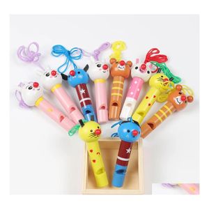 Party Favor Cute Mticolor Wooden Whistles Kids Birthday Favors Decoration Baby Shower Noice Maker Toys Goody Bags Pinata Gifts Drop Dhnuq