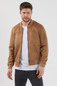 Herrenjacken Frühling Herbst Herrenbekleidung Braun/Schwarz Wildleder College-Modelljacke Saisonale türkische Produktion