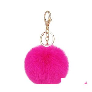 Other Arts And Crafts 8Cm Fluffy Faux Rabbit Fur Ball Keychains Car Handbag Girls School Bag Key Ring Cute Pompom Chain Jewelry Acce Otewx