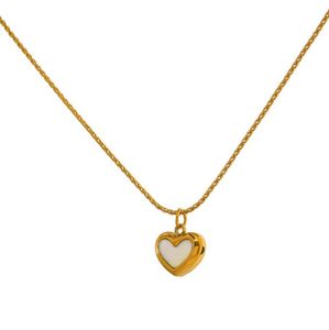 Collana con ciondolo a forma di conchiglia naturale a cuore carino Gioielli regalo con collana a collare in acciaio inossidabile placcato 18 K