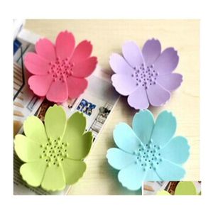 Soap Dishes Sile Dish 3D Mini Flower Shape Soaps Holder Non Slip Home Badrum Artiklar MTI F￤rg 2 3ZB CKK Drop Delivery Garden Bat Otozh