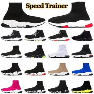 Sock Shoes Speed Trainer Sneakers Designer Casual Shoe Mens Womens Chaussures triple black white red volt outdoor Clear Sole Lace-Up