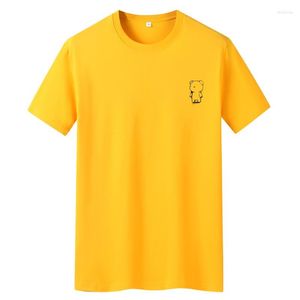 Camisetas masculinas 2023 Camiseta pura de algodão Fashion peito Mark Mark Bear Prind Streetwear de mangas curtas