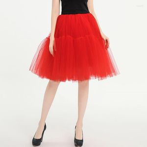 Skirts 5 Layer Tulle Mid-length Rockabilly Petticoat Lolita Underskirt Adult Tutu Skirt Sexy Ball Gown Women Party Club Dance Wear 2023