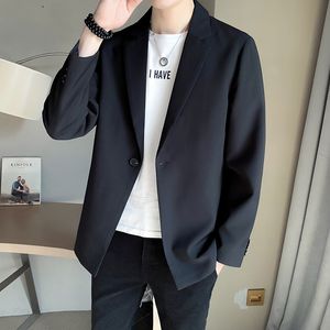 Mens Suits Blazers Män passar jackor Blazer Coat Slim Fit Smart Casual Spring Thin Fashion Clothing Asian Single Breasted Korean Black Ankomst 230114