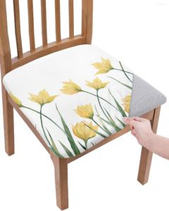 Chair Covers Yellow Tulip Flower White Elasticity Cover Office Computer Seat Protector Case Home Kitchen Dining Room Slipcovers