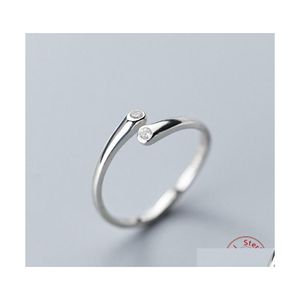 Cluster Rings S925 Sterling Sier Korean For Women Cubic Zirconia Ring Simple Adjustable Size Gift Accessories Drop Delivery Jewelry Dhz2M