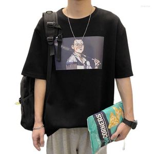 Męskie koszule 2023 Summer Hongkong pary mody Casual Pure Cotton 24 Rodzaje nadrukowanego okrągłego kołnierza luźna T-shirt