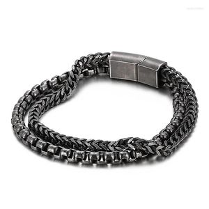 Link Bracelets HAOLYNJOY Popcorn Chain Double Combination Stainless Steel 200mm Men's Punk Bracelet Jewelry