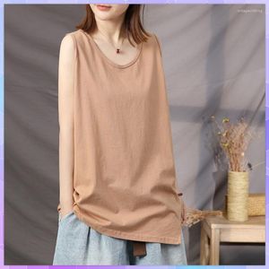 Women's Tanks Plus Size Cotton Tank Top Women's Camis Solid Loose Vest Female Summer Thin Basic Tops Casual Sleeveless T-shirts Camisole