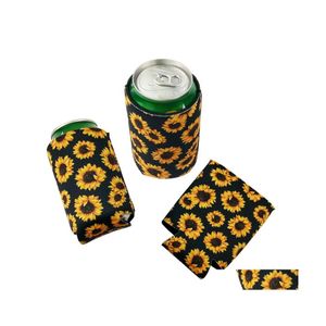 Andra barprodukter 330 ml 12oz Sunflower Insated Neoprene Beer Soda Sleeve ers kan kylar ärmar perfekta för BBQ -bröllopsfester D DHJQK