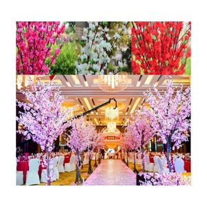 Coroas de flores decorativas 160 pçs artificiais cereja primavera ameixa flor de pêssego ramo flor de seda árvore para decoração de festa de casamento dhphc