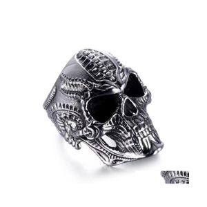 Cluster Rings Vintage Men Punk Rock Skl Stainless Steel For Christmas Party Gift Finger Ring Accessories Drop Delivery Jewelry Dh7Xe