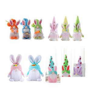 Outras festa festiva suprimentos de Páscoa sem rosto gnomo rabbit boneca artesanal reutilizável decoração home spring coelho ornamentos de crianças presentes dhhyz