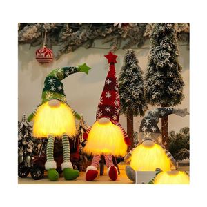Christmas Decorations Cute Light Up Glowing Gnome Faceless Doll Ornament Decoration Xmas Tree Door Hanging Pendants Home Year Party Dh7Yb