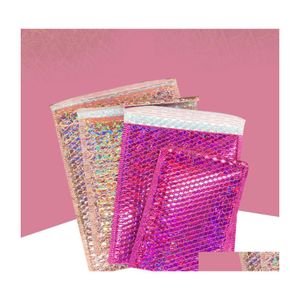 Gift Wrap 20Pcs Pink Laser Packaging Bubble Mailers Padded Envelopes Bag Mailing Envelope Protect Buffer Drop Delivery Home Garden F Dh8Hp