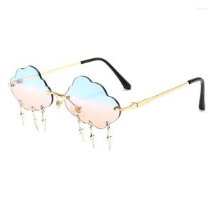 Solglasögon Rimless Women's Personality Funny Party Flash Steampunk Trendy Clouds Decoration Glasögon