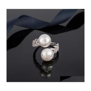 Cluster Rings Trend Ring Petal Pearl Opening Leaves Buds Simple Charm Party Female Jewelry Drop Delivery Dh9Le