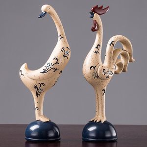 Decorative Figurines Objects & Crafts 5pcs/set Animal Resin Sculpture Ornaments Living Room Wine Cabinet Home Decoration Bookshelf Small Fur