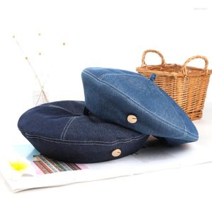 Берец изящный шляпа шапочка из тыква Sboy Cap Denim Painter Solid Color Beret All-Match для друга день рождения