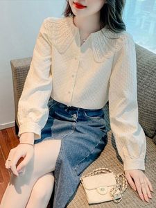 Kadın bluzları Seksi birleştirme stili üst yaka sonbahar kış 2023 uzun kollu gömlek tabanı Blusas için kadın gömlek bluz