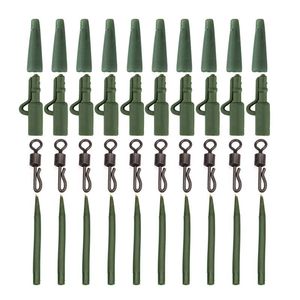 Fishing Accessories 40pcs Carp Tackle Lead Clips Tool Long Body Q-Shaped Quick Change Swivels Anti Knot Sleeve Pesca SetFishing