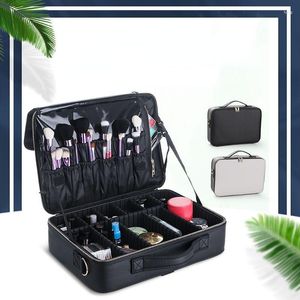 Borse per cosmetici Custodia di marca Borsa per trucco da donna grande Pennello di bellezza Trucco da viaggio PU Valigie professionali Scatola di immagazzinaggio E867