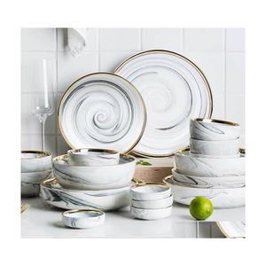 Set di stoviglie 29/43 Pezzi 4/6 Persone Uso Piatti e ciotole Set Piatti in ceramica per ristorante El Drop Consegna Home Garden Dhnjy