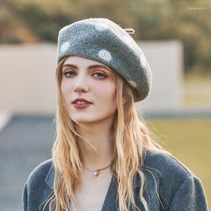 Boinas garotas boina bohemia lã Caps vintage elegantes damas de inverno polka pã chapéus de gorro quente