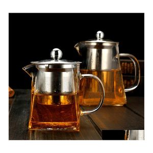 Kaffee-Tee-Sets, klare Borosilikatglas-Teekanne mit Edelstahl-Ei-Sieb, transparente, elegante Tasse, Topf 304 S2 Drop Deli Otxez