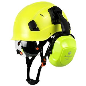 Capacete de segurança de construção de CE EN397 com viseira interna e abastecimento de ouvido para engenheiro abds hard chapéu ansi industrial trabalho cabeça de cabeça