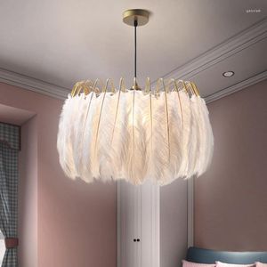 Pendelleuchten Federlampe Nordic Schlafzimmer Licht Moderne Wohnzimmerbeleuchtung Bekleidungsgeschäft Netz Dekorative Hängeleuchter