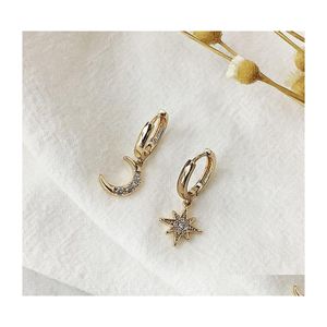 Dangle Chandelier Fashion Jewelry Asymmetry Cute Rhinstone Star Moon Earrings Earring Drop Delivery Dhlt2