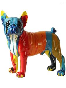 Figurine decorative Nordic Modern Portico Armadietto del vino Decorazione della casa Luce Soggiorno di lusso Creativo Splash Color Dog Pug Housewarming