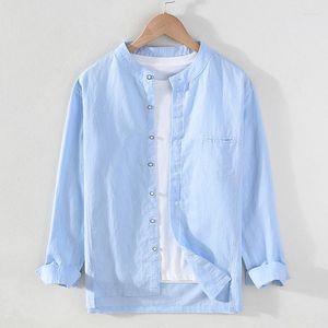 Men's Casual Shirts Spring Cottom Man Full Sleeve Single Breasted Chinese Style Loose Solid Color High Quality Tops Tide