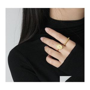 Cluster Ringe Perisbox M Perlen 925 Sterling Silber Ring Minimalistische geometrische Kugel für Frauen Gold Boho Stapelbar Verstellbare zierliche Tropfen Dhuum