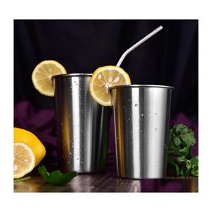 Tumblers Paslanmaz Çelik Metal Bira Fincan Şarap Kahve Tumbler Çay Sütü Kupalar Ev İçme Aletleri Damla Teslimat Bahçe Mutfak Yemek BA DHENF