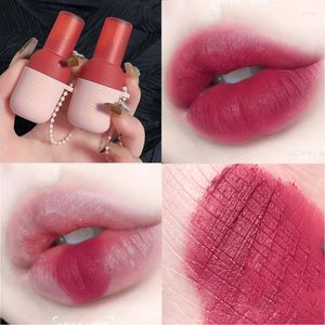 Lip Gloss 6 Colors Cute Bottle Matte Waterproof Lasting Nude Red Velvet Key Chain Glaze Non-Stick Cupliquid Lipstick Makeup