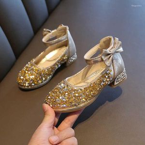 Flache Schuhe Kinder High Heel Mädchen Prinzessin Kinder Leder Schleife Casual Glitter Schmetterling Knoten Gold Rosa Silber B664