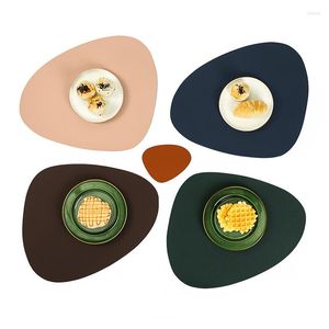 Table Mats Triangles Insulation Mat Set Leather Pad Non Slip Coasters Heat-Resistant Anti-scalding Placemat Household 2023