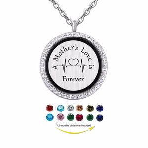 Pendant Necklaces Inspired Jewelry Mother's Love Is Forever Floating Locket Memory Gift For Mom Birthstones Charm Necklace JewelryPendan