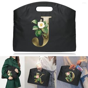 Bolsaes Bolsa 26 Carta de Flor Golden Principada Bricada de Viagem de Viagem de Negócios Para Laptop Bolsas de Laptop Saco de documentos da conferência de casos da conferência