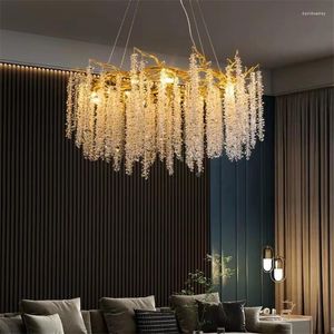 Ljuskronor modern LED Crystal Chandelier Lighting Strip Art Branch vardagsrum matlampa heminredning inomhus g9