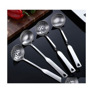 Dinnerware Sets Tableware Long Handle Soup Ladle Spoon Skimmer Wall Hanging Stainless Steel Sauces Buffet Kitchen Cooking Utensils T Dhzuj