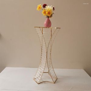 Party Decoration Gold Vases Candle Rack Stand Holders Road blommor Bukett Rekvisita Bord Centerpiece Pillar Wedding Decor